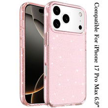 For iPhone 17 Pro Max Case Glitter Thick 3mm Translucent Cover + Tempered Glass