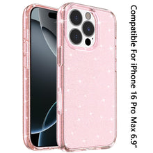 For iPhone 16 PRO MAX Case Glitter Thick 3mm Translucent Cover + Tempered Glass