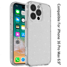 For iPhone 16 PRO MAX Case Glitter Thick 3mm Translucent Cover + Tempered Glass