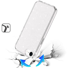 For iPhone 16e Case Glitter Ultra Thick 3mm Translucent Cover + Tempered Glass
