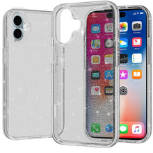 For iPhone 16 6.1inch Case Glitter Thick 3mm Translucent Cover + Tempered Glass