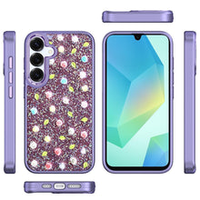 For Samsung A16 5G Case Bling Diamond Tiny Roses Glitter Cover +Tempered Glass