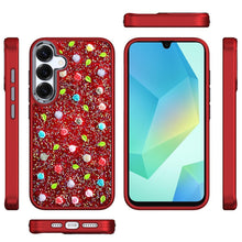 For Samsung A16 5G Case Bling Diamond Tiny Roses Glitter Cover +Tempered Glass