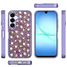 For Samsung A17 5G Case Bling Diamond Tiny Roses Glitter Cover + Tempered Glass
