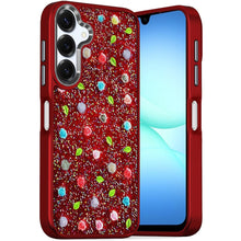 For Samsung A17 5G Case Bling Diamond Tiny Roses Glitter Cover + Tempered Glass
