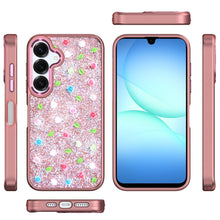 For Samsung A17 5G Case Bling Diamond Tiny Roses Glitter Cover + Tempered Glass
