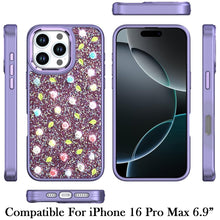 For iPhone 16 PRO MAX Case Bling Diamond Tiny Roses Glitter + Tempered Glass