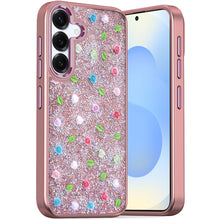 For Samsung S25+/S24+ Case Bling Diamond Tiny Rose Glitter Cover +Tempered Glass