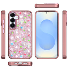 For Samsung S25+/S24+ Case Bling Diamond Tiny Rose Glitter Cover +Tempered Glass