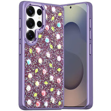 For Samsung S25 Ultra Case Diamond Bling Tiny Roses Glitter + Tempered Glass
