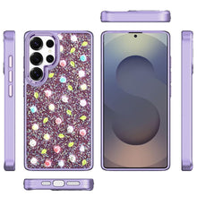 For Samsung S25 Ultra Case Diamond Bling Tiny Roses Glitter + Tempered Glass