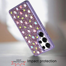 For Samsung S25 Ultra Case Diamond Bling Tiny Roses Glitter + Tempered Glass
