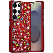 For Samsung S25 Ultra Case Diamond Bling Tiny Roses Glitter + Tempered Glass