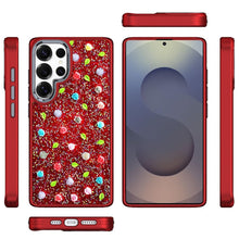 For Samsung S25 Ultra Case Diamond Bling Tiny Roses Glitter + Tempered Glass