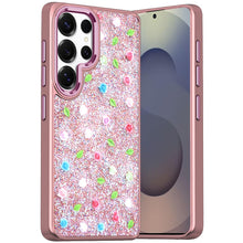 For Samsung S25 Ultra Case Diamond Bling Tiny Roses Glitter + Tempered Glass