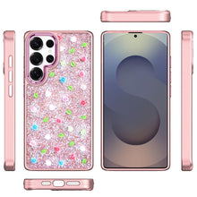 For Samsung S25 Ultra Case Diamond Bling Tiny Roses Glitter + Tempered Glass