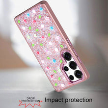 For Samsung S25 Ultra Case Diamond Bling Tiny Roses Glitter + Tempered Glass