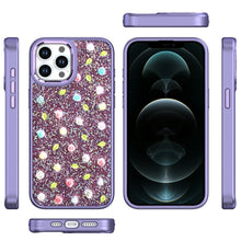For iPhone 12 Pro Max Case Bling Diamond Tiny Roses Glitter + Tempered Glass