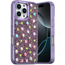 For iPhone 16 Pro 6.3in Case Bling Diamond Tiny Roses Glitter + Tempered Glass