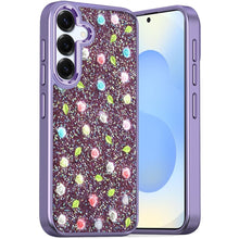 For Samsung S25/S24 Case Bling Diamond Tiny Roses Glitter Cover + Tempered Glass