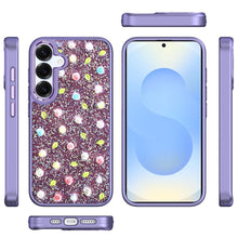 For Samsung S25/S24 Case Bling Diamond Tiny Roses Glitter Cover + Tempered Glass