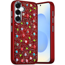 For Samsung S25/S24 Case Bling Diamond Tiny Roses Glitter Cover + Tempered Glass