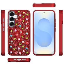 For Samsung S25/S24 Case Bling Diamond Tiny Roses Glitter Cover + Tempered Glass
