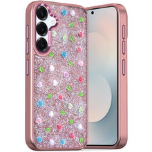 For Samsung S25 FE Case Bling Diamond Tiny Roses Glitter Cover + Tempered Glass