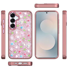 For Samsung S25 FE Case Bling Diamond Tiny Roses Glitter Cover + Tempered Glass