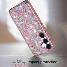 For Samsung S25 FE Case Bling Diamond Tiny Roses Glitter Cover + Tempered Glass
