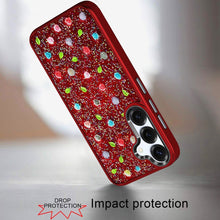 For Samsung S26 6.3" Case Bling Diamond w/ Tiny Roses Glitter + Tempered Glass