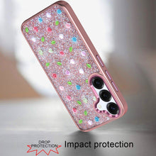 For Samsung S26 6.3" Case Bling Diamond w/ Tiny Roses Glitter + Tempered Glass