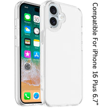 For iPhone 16 Plus 6.7in Case 3mm Translucent Hybrid Cover + Tempered Glass