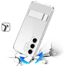 For Samsung S25+/S24+ Case Transparent Cover w/ Metal Kickstand + Tempered Glass