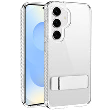 For Samsung S25/S24 Case Transparent Cover w/ Metal Kickstand + Tempered Glass