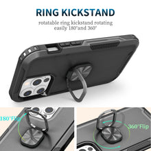 For iPhone 12 Pro Max Case Triple Layer Magnetic Ring Stand + Tempered Glass