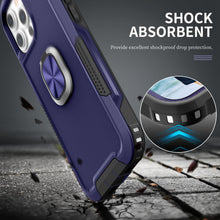 For iPhone 11 Pro Max Case Rugged Triple Layer Metal Ring Stand + Tempered Glass