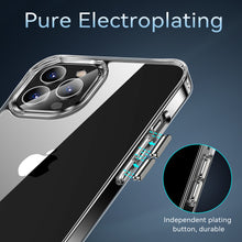 For iPhone 15 PLUS Case Clear Shockproof with Chrome Buttons +2 Tempered Glass