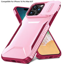 For iPhone 16 PRO MAX Case Rugged Side Grip Sliding Lens Cover + Tempered Glass