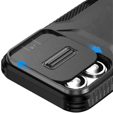 For iPhone 11 6.1 in. Case Rugged Side Grip Sliding Lens Cover + Tempered Glass
