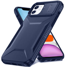 For iPhone 11 6.1 in. Case Rugged Side Grip Sliding Lens Cover + Tempered Glass