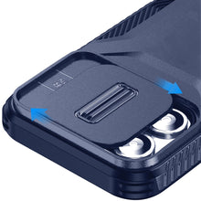 For iPhone 11 6.1 in. Case Rugged Side Grip Sliding Lens Cover + Tempered Glass