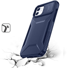 For iPhone 11 6.1 in. Case Rugged Side Grip Sliding Lens Cover + Tempered Glass