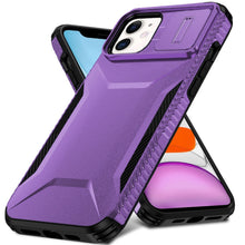 For iPhone 11 6.1 in. Case Rugged Side Grip Sliding Lens Cover + Tempered Glass