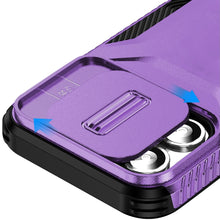 For iPhone 11 6.1 in. Case Rugged Side Grip Sliding Lens Cover + Tempered Glass