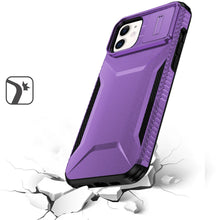 For iPhone 11 6.1 in. Case Rugged Side Grip Sliding Lens Cover + Tempered Glass