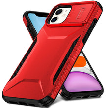 For iPhone 11 6.1 in. Case Rugged Side Grip Sliding Lens Cover + Tempered Glass