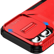 For iPhone 11 6.1 in. Case Rugged Side Grip Sliding Lens Cover + Tempered Glass