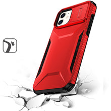 For iPhone 11 6.1 in. Case Rugged Side Grip Sliding Lens Cover + Tempered Glass