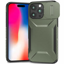 For iPhone 16 Pro 6.3in Case Rugged Side Grip Sliding Lens Cover +Tempered Glass